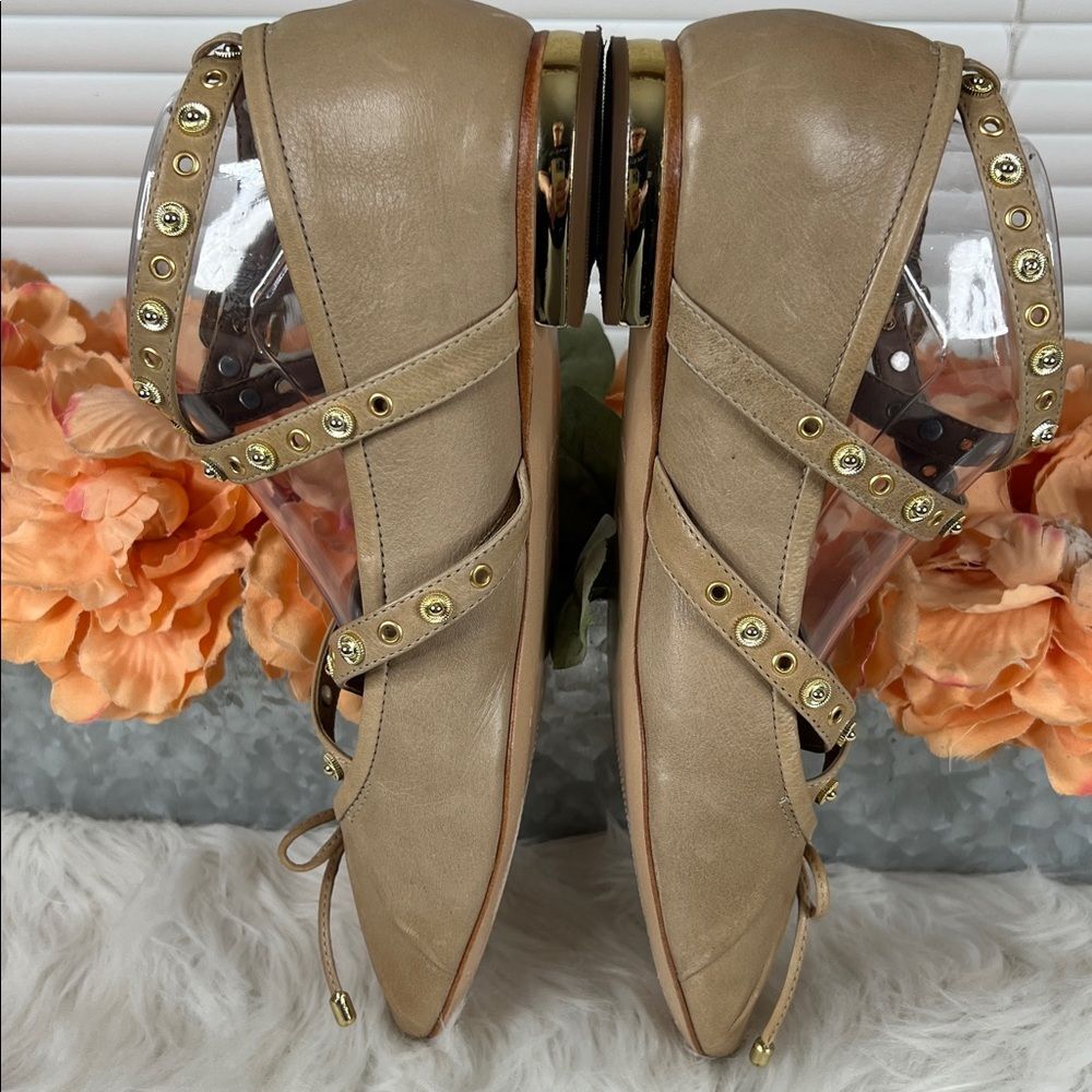 Anthropologie Pilcro Strappy Studded Ballet Flats Size 41 - Picture 5 of 10